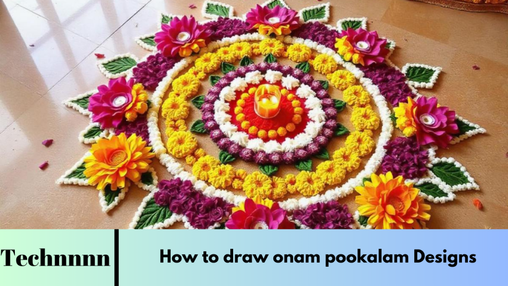 How to draw onam pookalam Designs How to draw onam pookalam Designs